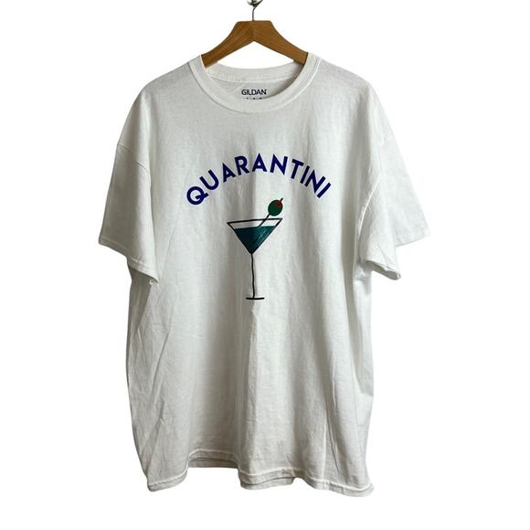 Quarantini Tee White Crisp Cotton Gildan Short Sleeve Graphic T Shirt Mens XL - Picture 6 of 7